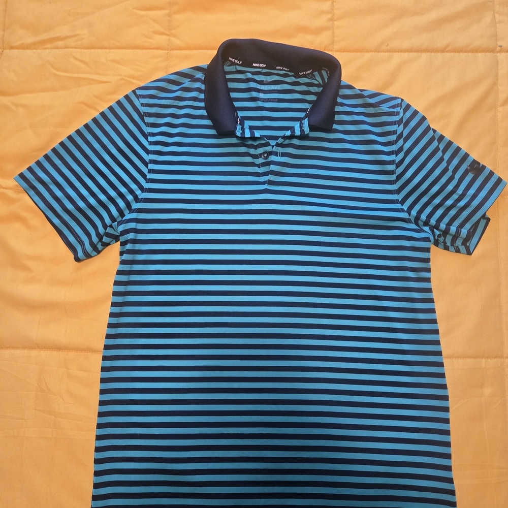 Men's Striped Polo Shirt - Blue and Black